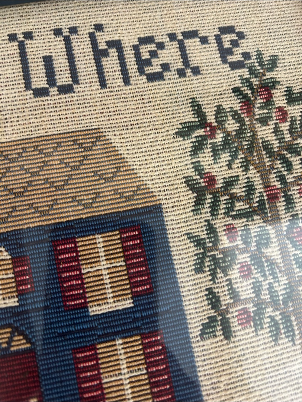 vintage “home is where the heart is” framed folk art cross-stitch piece - Picture 3 of 6